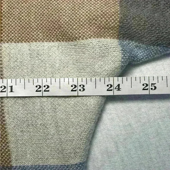 Cynthia Rowley Plaid Crew Neck Sweater - Blue, Cream, Brown- Women’s Size Large - Picture 7 of 13